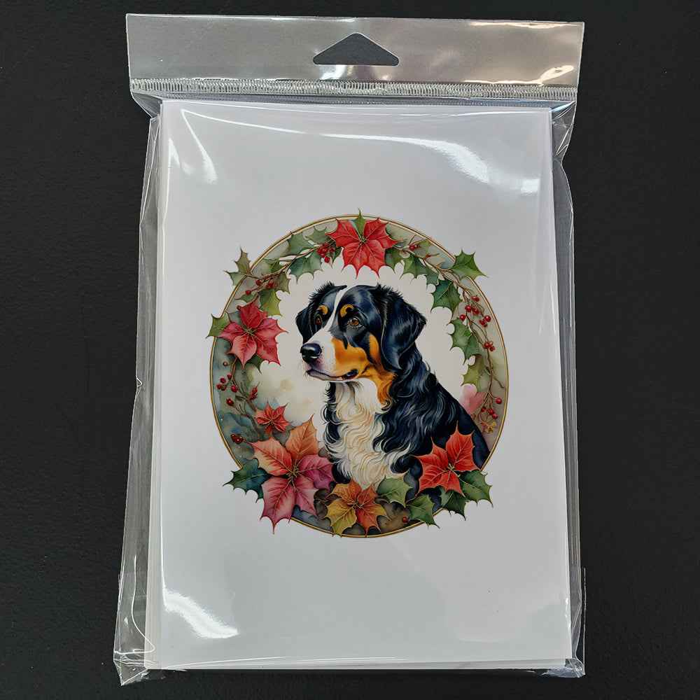 Appenzeller Sennenhund Christmas Flowers Greeting Cards Pack of 8 - HEARTLESS Habits