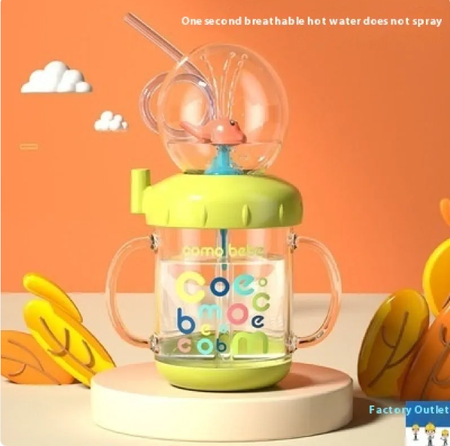Children's Whale Cartoon Diving Fountain Water Bottle - Tritan Leakproof Sippy Cup (Various Sizes & Colors) - HEARTLESS Habits
