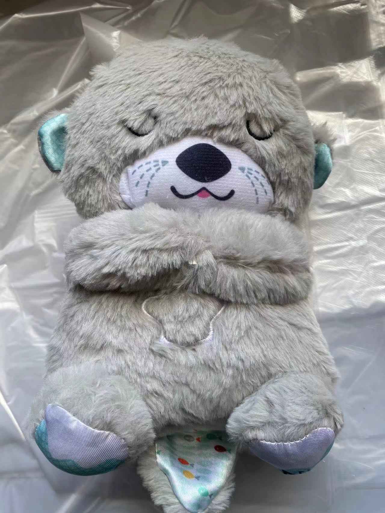 Sound Machine Soothe 'n Snuggle Otter Portable Plush Baby Toy with Sensory Details Music Lights & Rhythmic Breathing Motion - HEARTLESS Habits