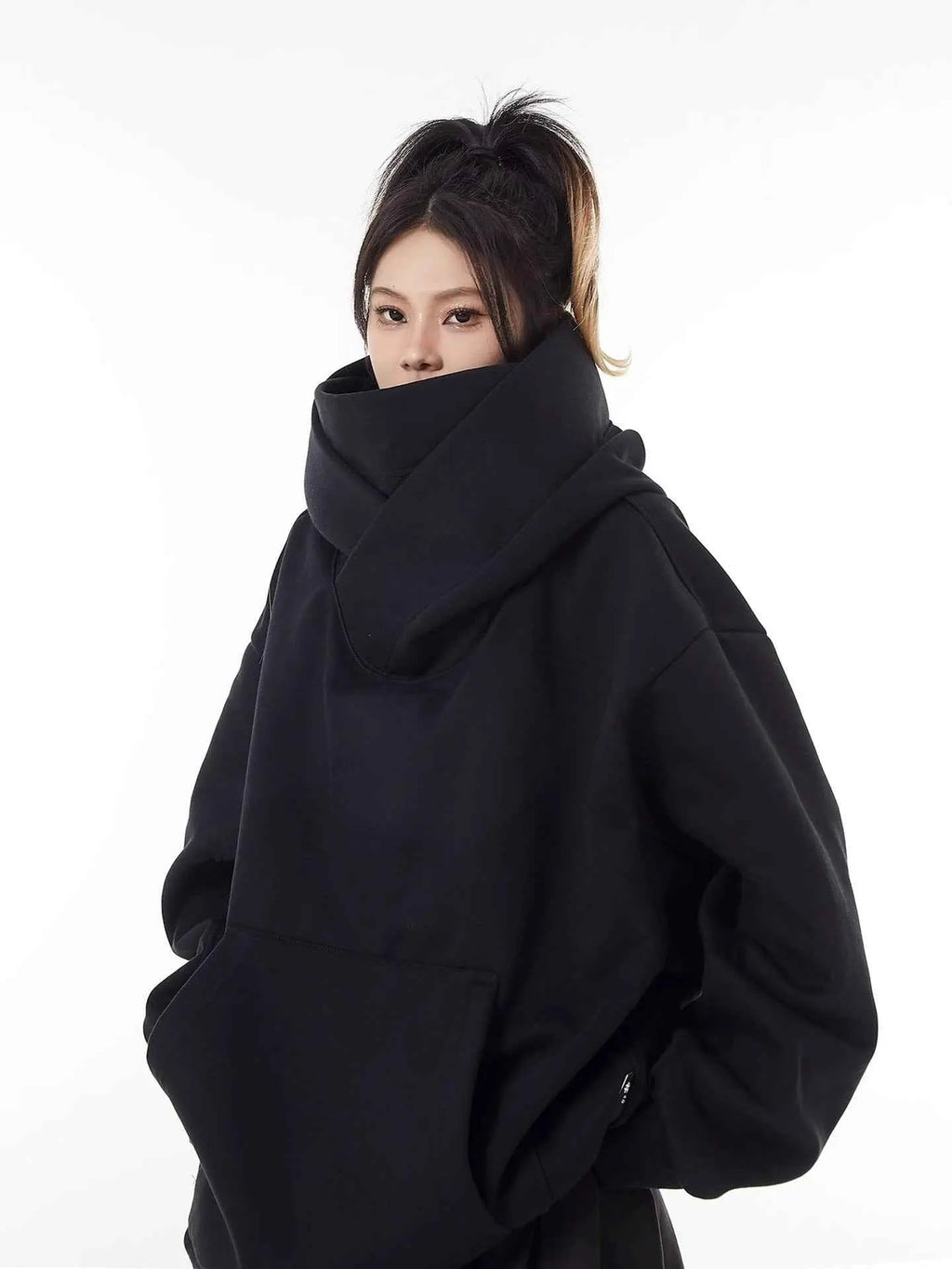 Loose High Collar Fleece Lined Hoodie - HEARTLESS Habits