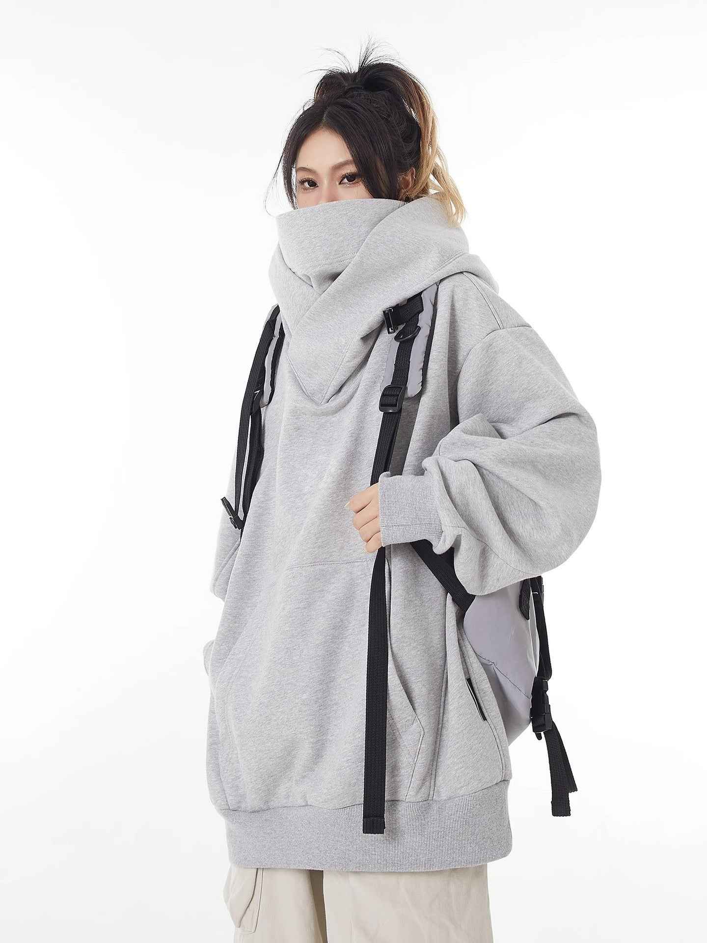 Loose High Collar Fleece Lined Hoodie - HEARTLESS Habits