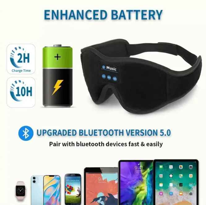 3D Eye Mask Bluetooth 50 Unlimited Music Stereo - HEARTLESS Habits