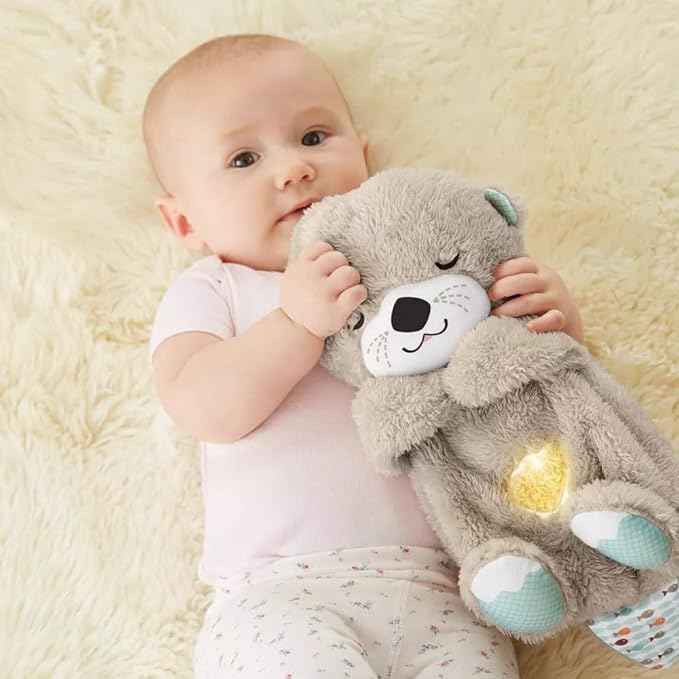 Sound Machine Soothe 'n Snuggle Otter Portable Plush Baby Toy with Sensory Details Music Lights & Rhythmic Breathing Motion - HEARTLESS Habits