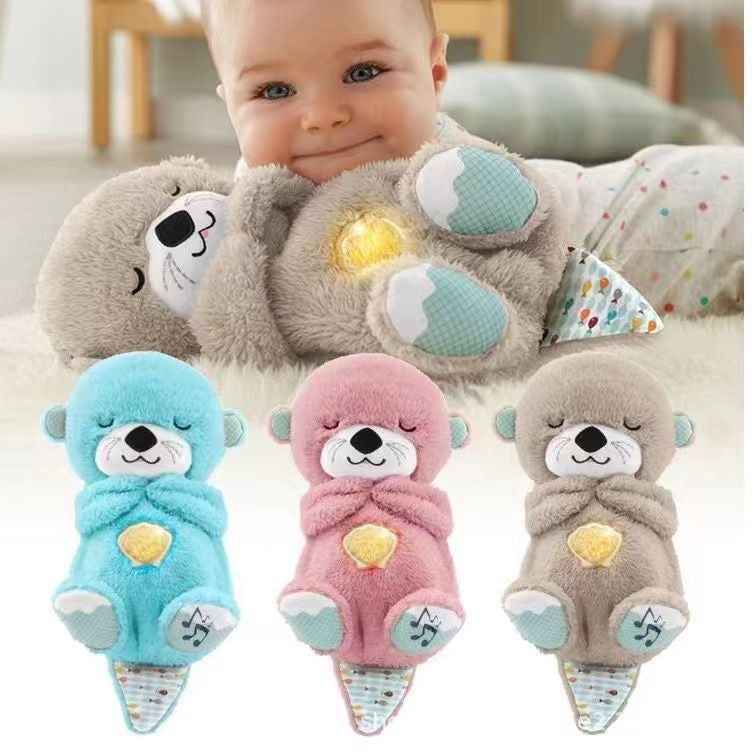 Sound Machine Soothe 'n Snuggle Otter Portable Plush Baby Toy with Sensory Details Music Lights & Rhythmic Breathing Motion - HEARTLESS Habits
