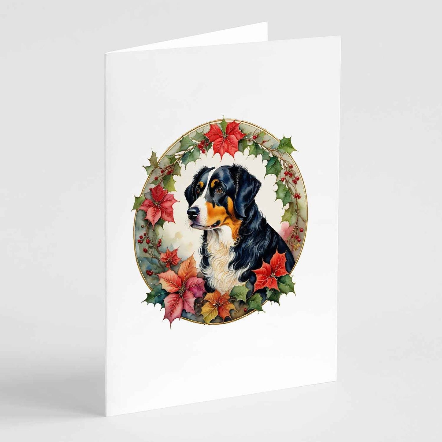 Appenzeller Sennenhund Christmas Flowers Greeting Cards Pack of 8 - HEARTLESS Habits